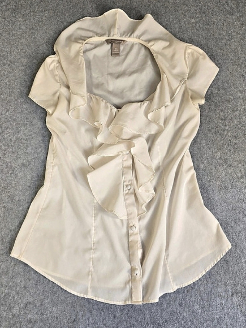 Banana Republic XS Ivory Cascade Ruffle Blouse